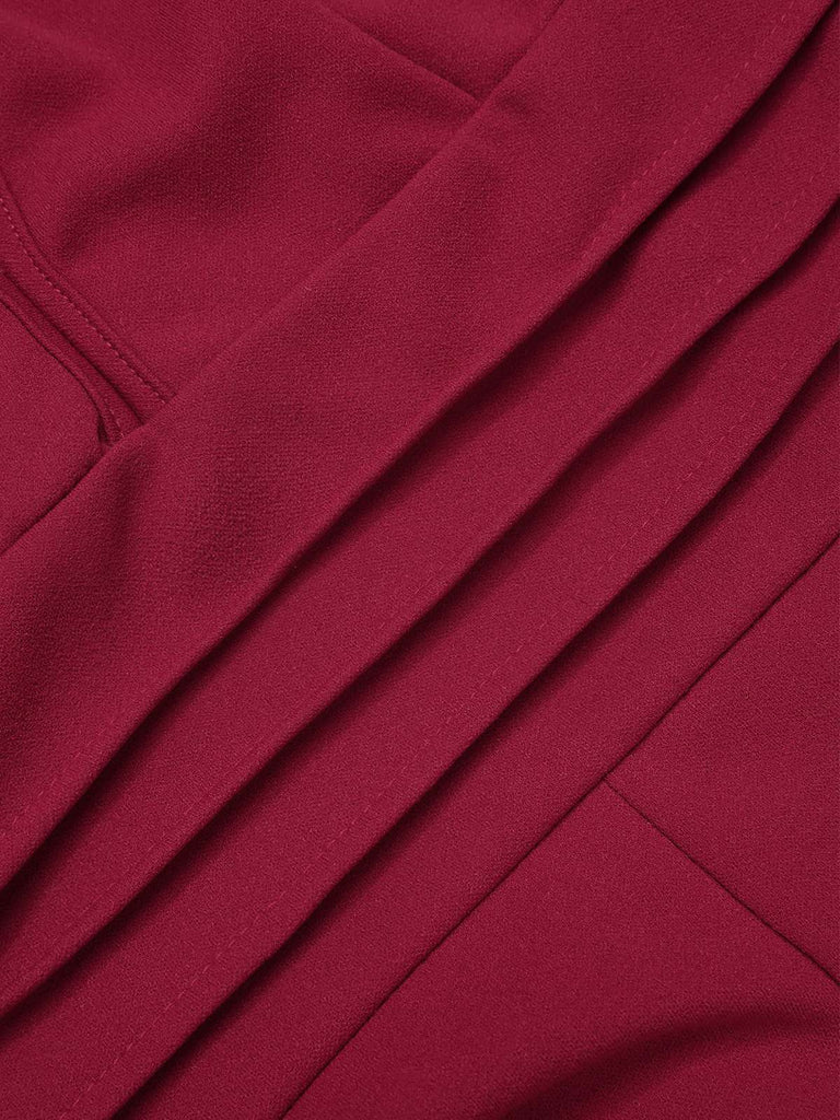 1970er Solide V-Ausschnitt Rückenkreuz Träger Jumpsuit