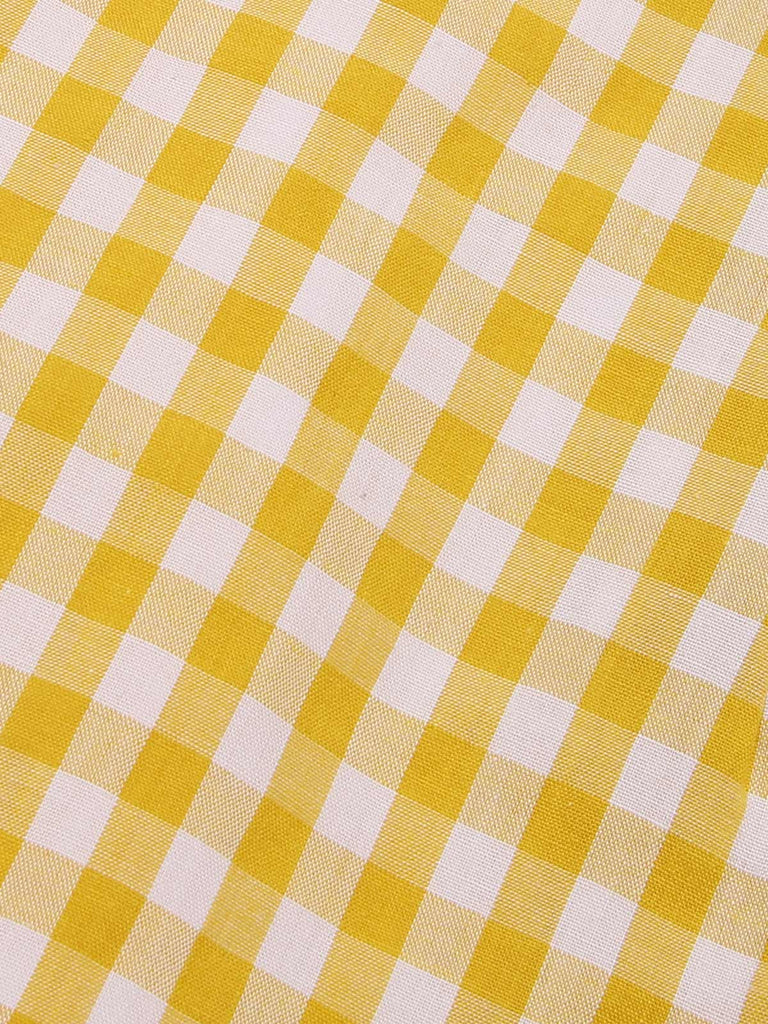 Gelb 1960er Rüschen Plaid Rock