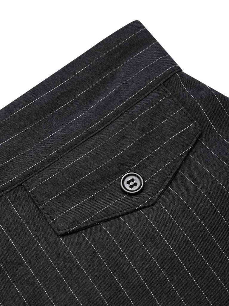 Dunkelgrau 1940er Nadelstreifen Weites Bein Hosen