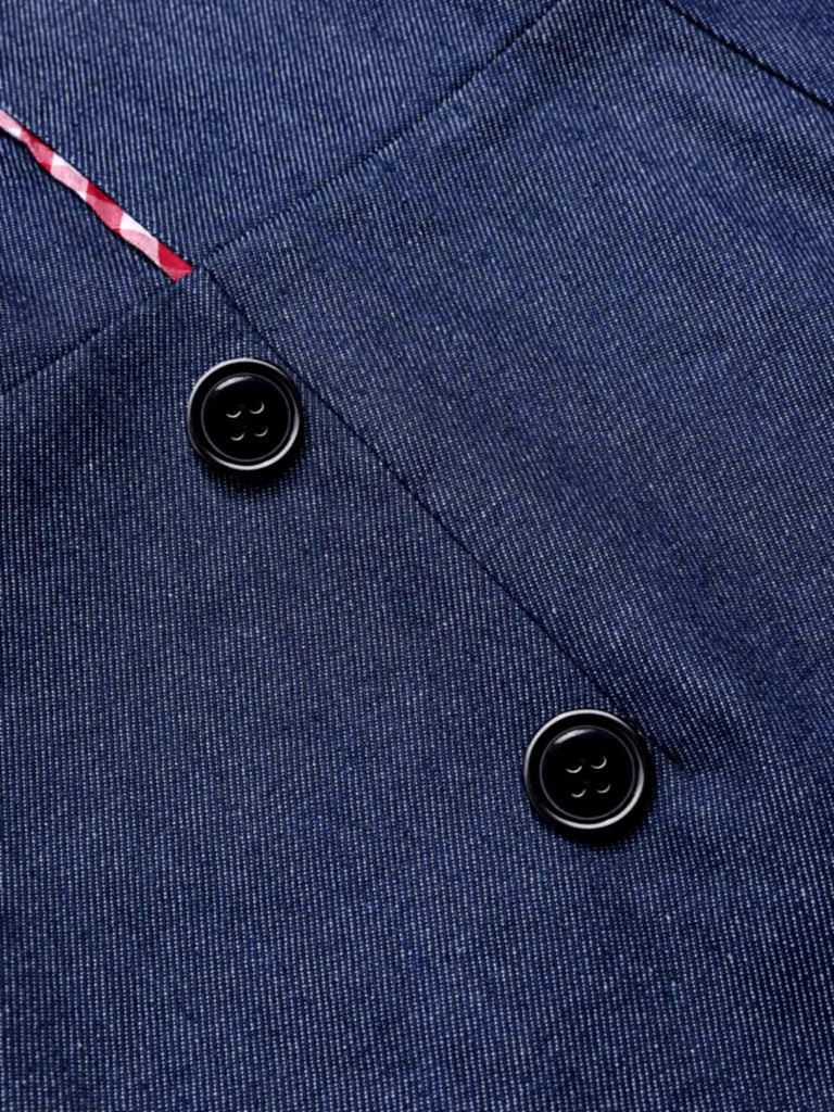 1950er Schulterfrei Plaids Kontrast Denim Romper