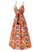[Vorverkauf] Mehrfarbig 1970er Bohemien Tropisch Blumen Kleid