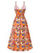 [Vorverkauf] Mehrfarbig 1970er Bohemien Tropisch Blumen Kleid