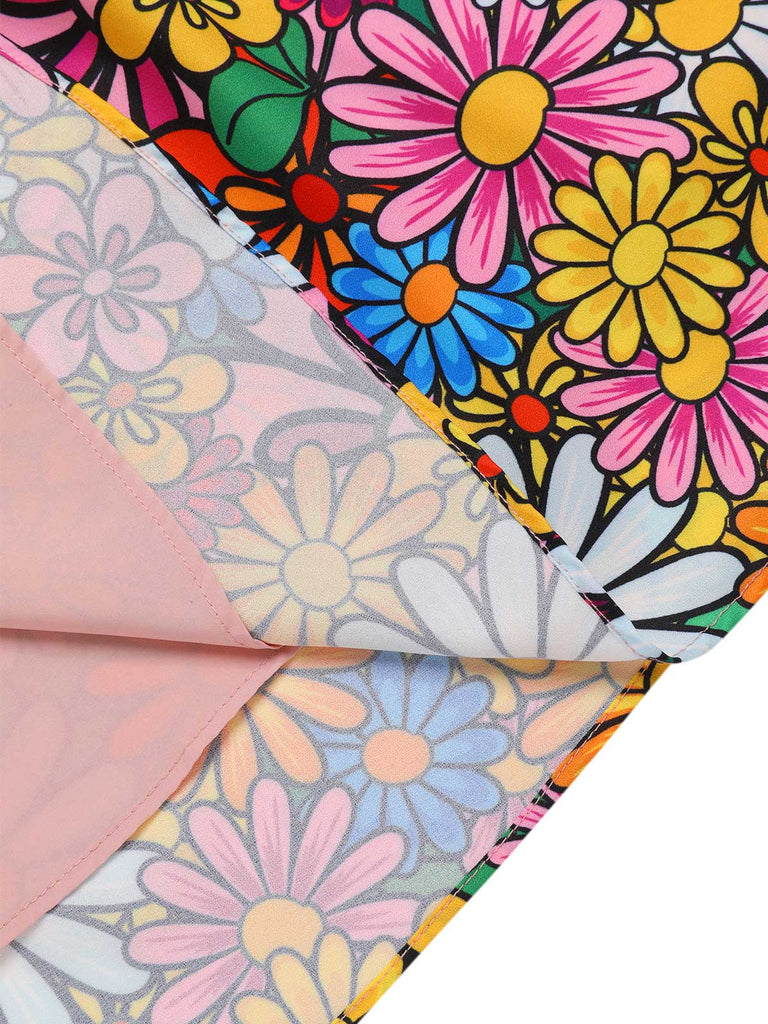 [Vorverkauf] 1960er Ausgestellte Ärmel Bunt Kleine Blumen Kleid