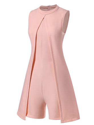 1960er Solide Stehkragen Ärmellos Romper