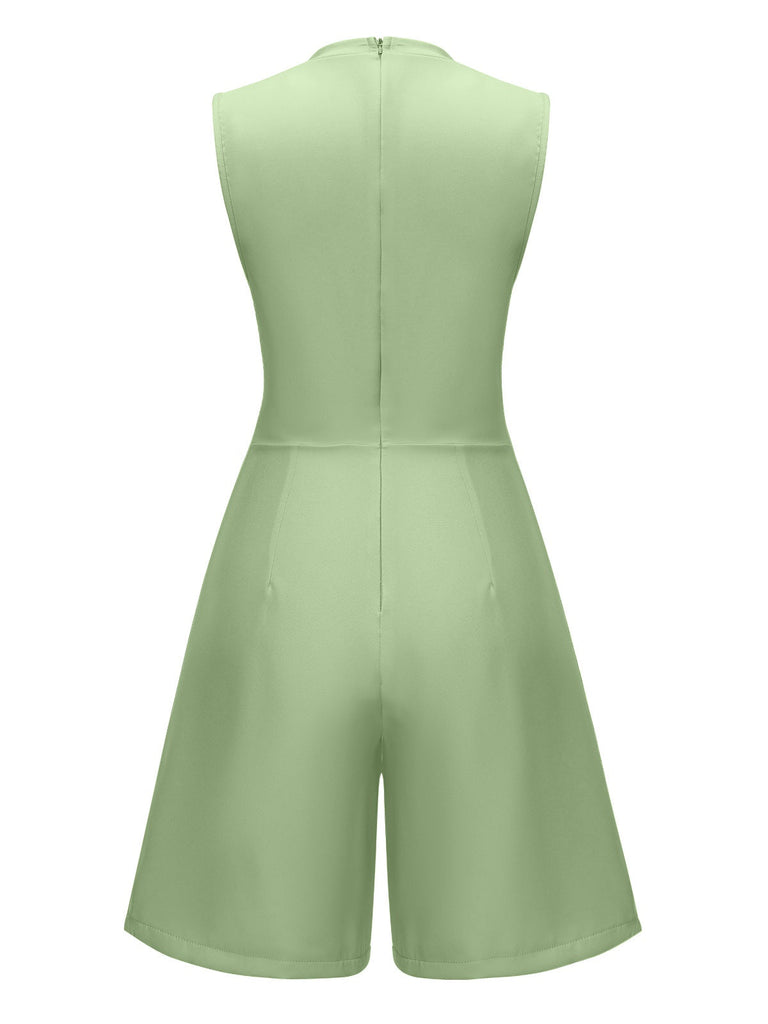 1960er Solide Stehkragen Ärmellos Romper