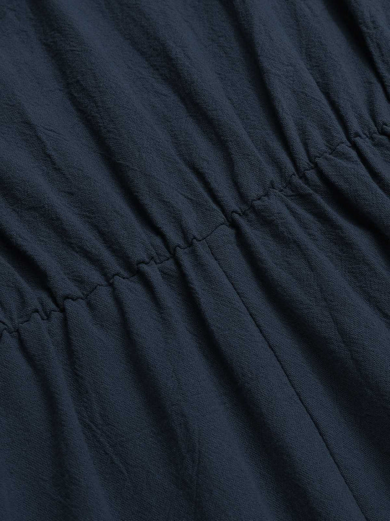 1950er Solide V-Ausschnitt Baumwolle Volantärmel Romper