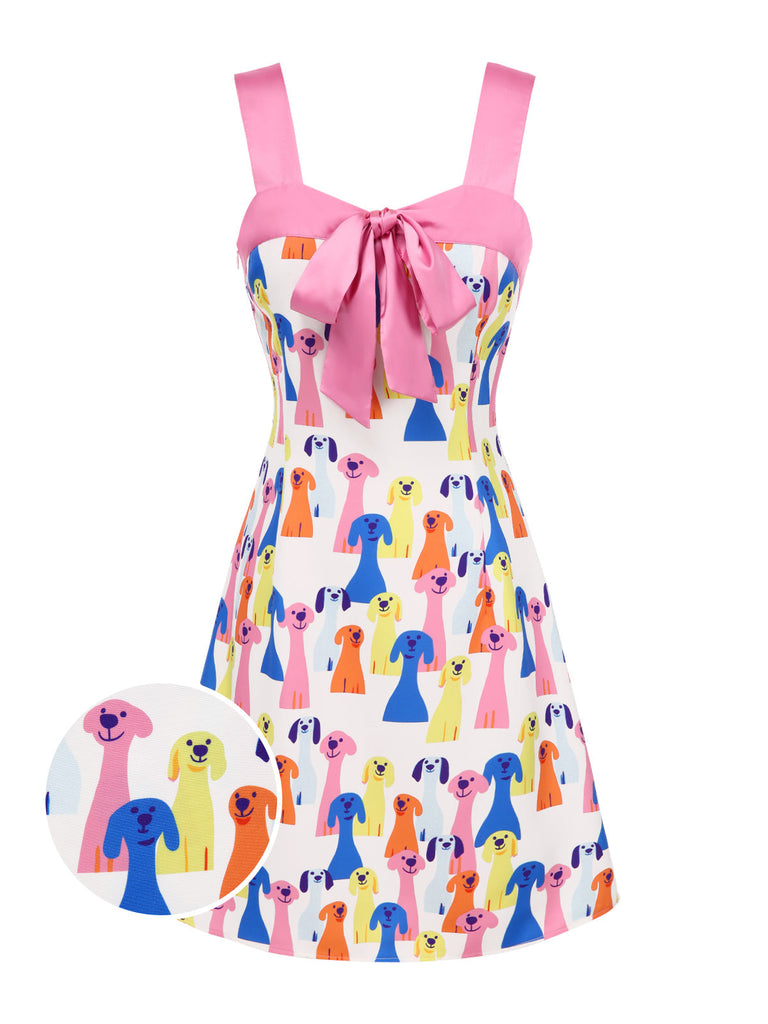 [Vorverkauf] Multicolor 1960er Bogen Breite Träger Welpe Kleid