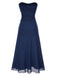 Blau 1930er Edelstein Netz Bandeau Kleid mit Schal
