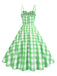 1950er Gerüschtes Spaghetti Träger Gingham Plaid Kleid