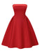 1950er Vintage Farbblock Bandeau Swing Kleid
