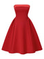 1950er Vintage Farbblock Bandeau Swing Kleid