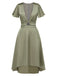 1940er Solide Tief V-Ausschnitt Twisted Satin Kleid