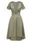 1940er Solide Tief V-Ausschnitt Twisted Satin Kleid