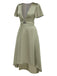 1940er Solide Tief V-Ausschnitt Twisted Satin Kleid
