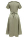 1940er Solide Tief V-Ausschnitt Twisted Satin Kleid