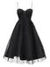 Schwarz 1950er Solide Spaghetti Träger Netz Kleid
