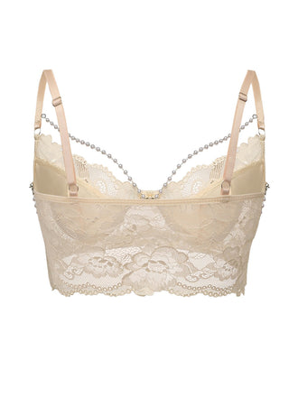 1940er Perle Kette Blumen Spitze Crop Camisole