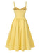 Gelb 1940er Solide Korset Spaghetti Träger Kleid