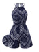 [Vorverkauf] Dunkelblau 1940er Paisley Kordelzug Romper
