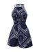 [Vorverkauf] Dunkelblau 1940er Paisley Kordelzug Romper