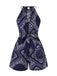 [Vorverkauf] Dunkelblau 1940er Paisley Kordelzug Romper
