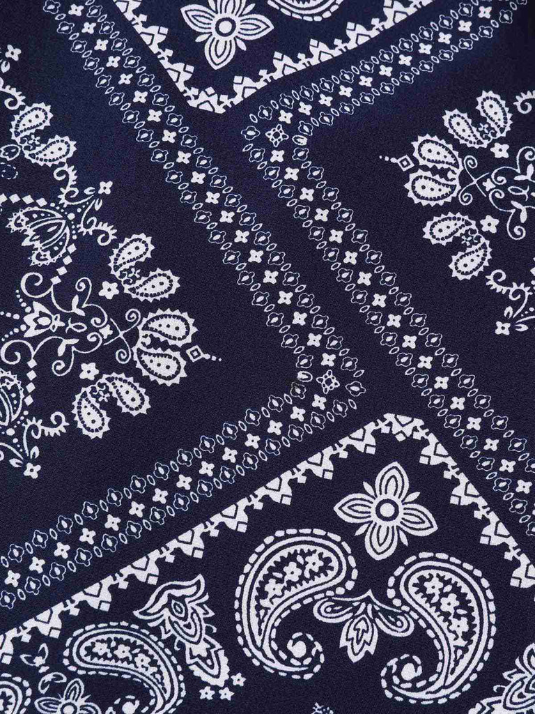 [Vorverkauf] Dunkelblau 1940er Paisley Kordelzug Romper