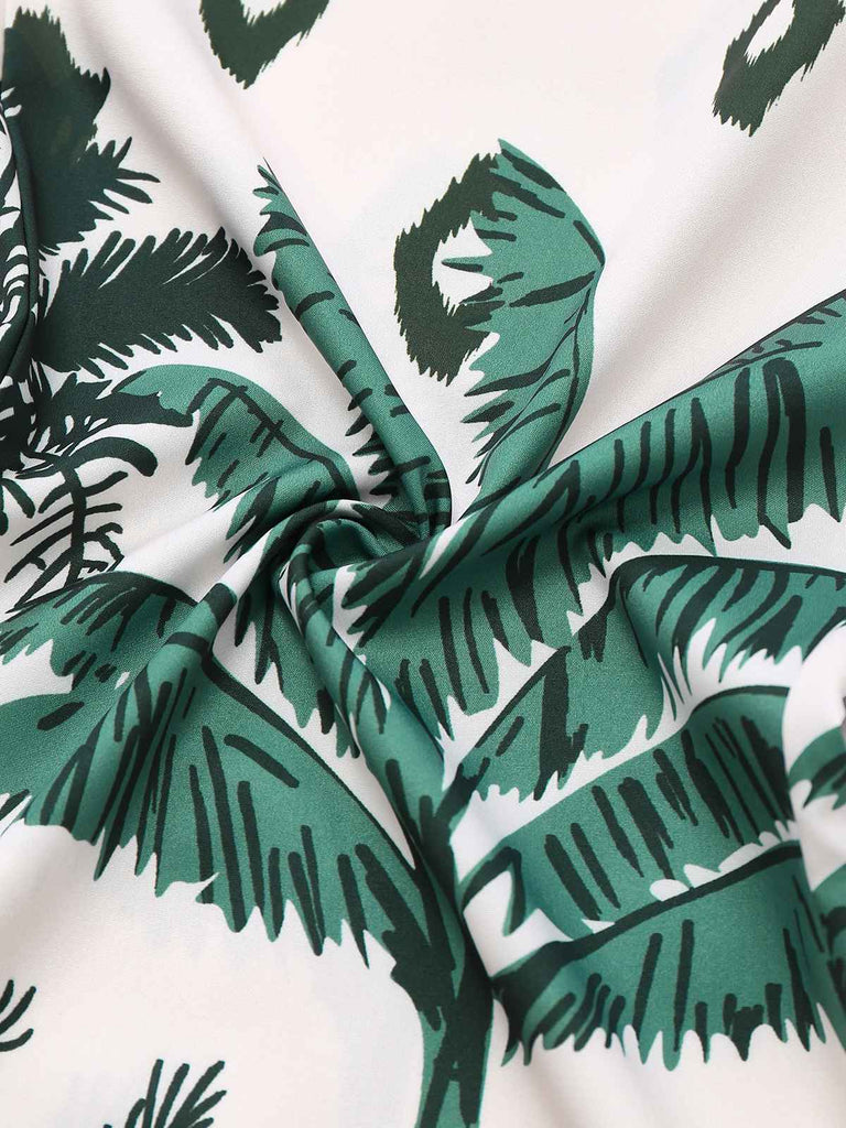 Grün 1930er Palmen Halter Jumpsuit