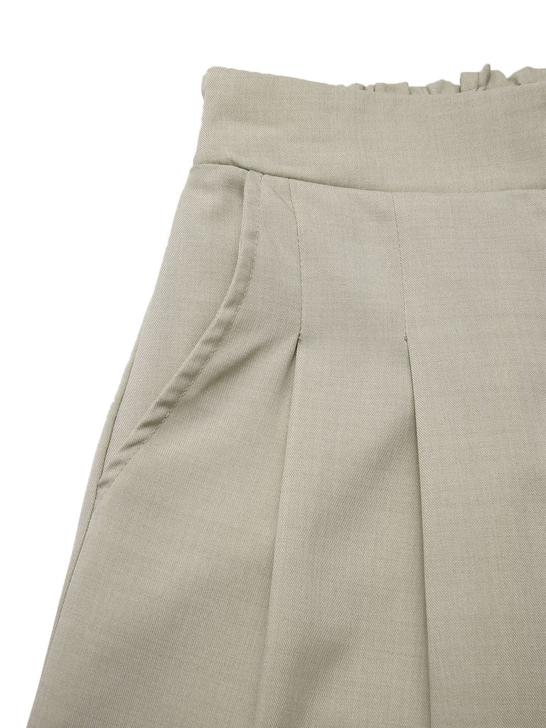 2PCS Helles Khaki 1950er Solide V-Ausschnitt Weste & Shorts
