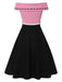 [Vorverkauf] Schwarz & Rosa 1950er Schulterfrei Bogen Patchwork Kleid