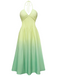 40er Kleid mit Ombre, Neckholder und V-Ausschnitt in Mehrfarbig