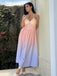 40er Kleid mit Ombre, Neckholder und V-Ausschnitt in Mehrfarbig