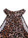 Braun 1930er Leopard Schmetterling Rundhals Halter Kleid