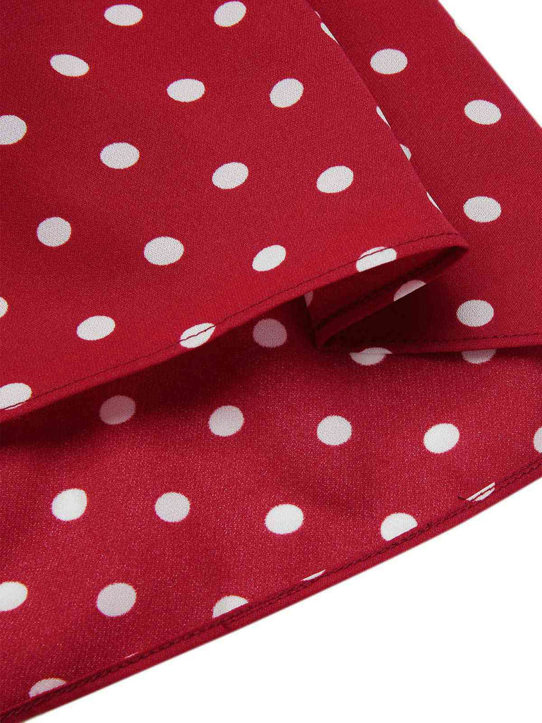 Rot 1960er Spitze Patchwork Tupfen Plissiertes Kleid