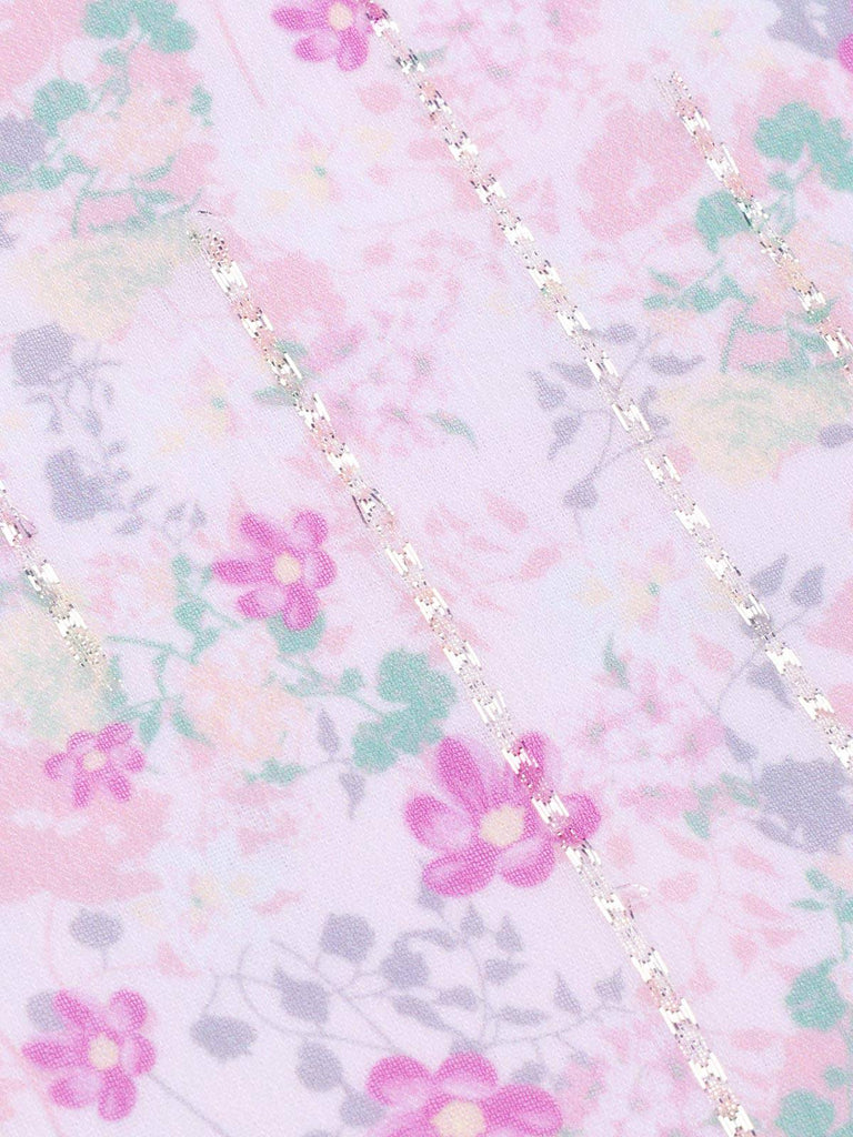 [Vorverkauf] Rosa 1950er Rüschen Schulterfrei Blumen Kleid