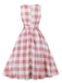 Rosa 1950er Taste Bogen Gingham Plaid Kleid