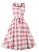 Rosa 1950er Taste Bogen Gingham Plaid Kleid