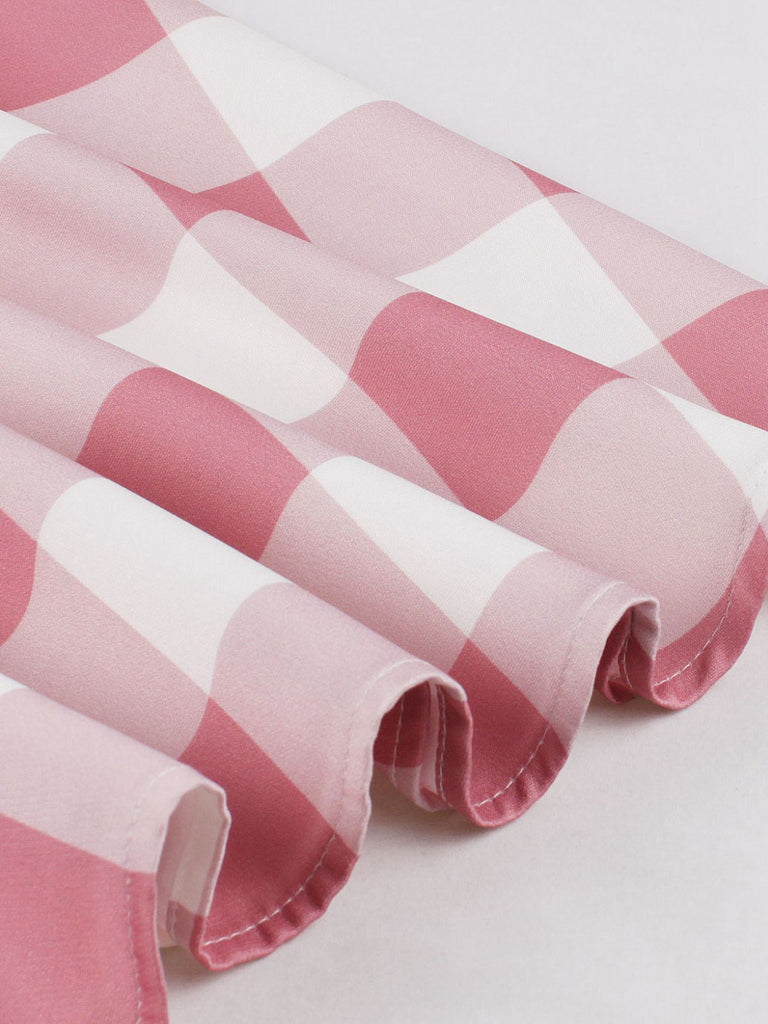 Rosa 1950er Taste Bogen Gingham Plaid Kleid