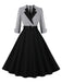 1950er Kerbkragen Farbblock Gingham Plaid Kleid