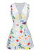 [Vorverkauf] Blau 1970er Plaid Obst & Blumen Romper