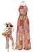 [Vorverkauf] 1970er Halter Boho Blumen Korn Jumpsuit