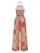 [Vorverkauf] 1970er Halter Boho Blumen Korn Jumpsuit