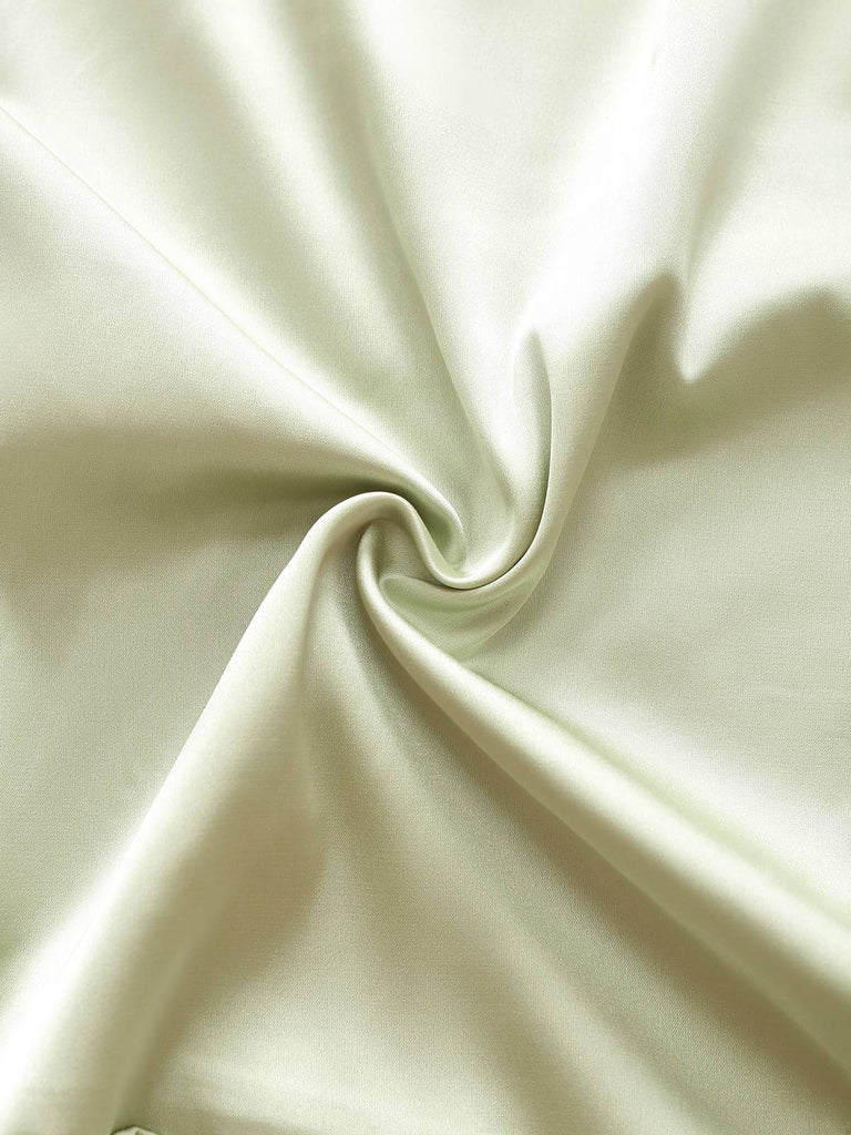 Grün 1930er Solide Kapuze Hals Rüschen Meerjungfrauen kleid