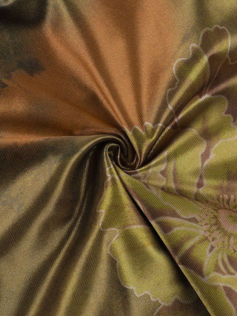 Grün 1960er Blumen Halter Hohl Rückenfrei Kleid