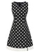 Schwarz 1960er Polka Dots V-Ausschnitt Kleid