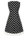 Schwarz 1960er Polka Dots V-Ausschnitt Kleid