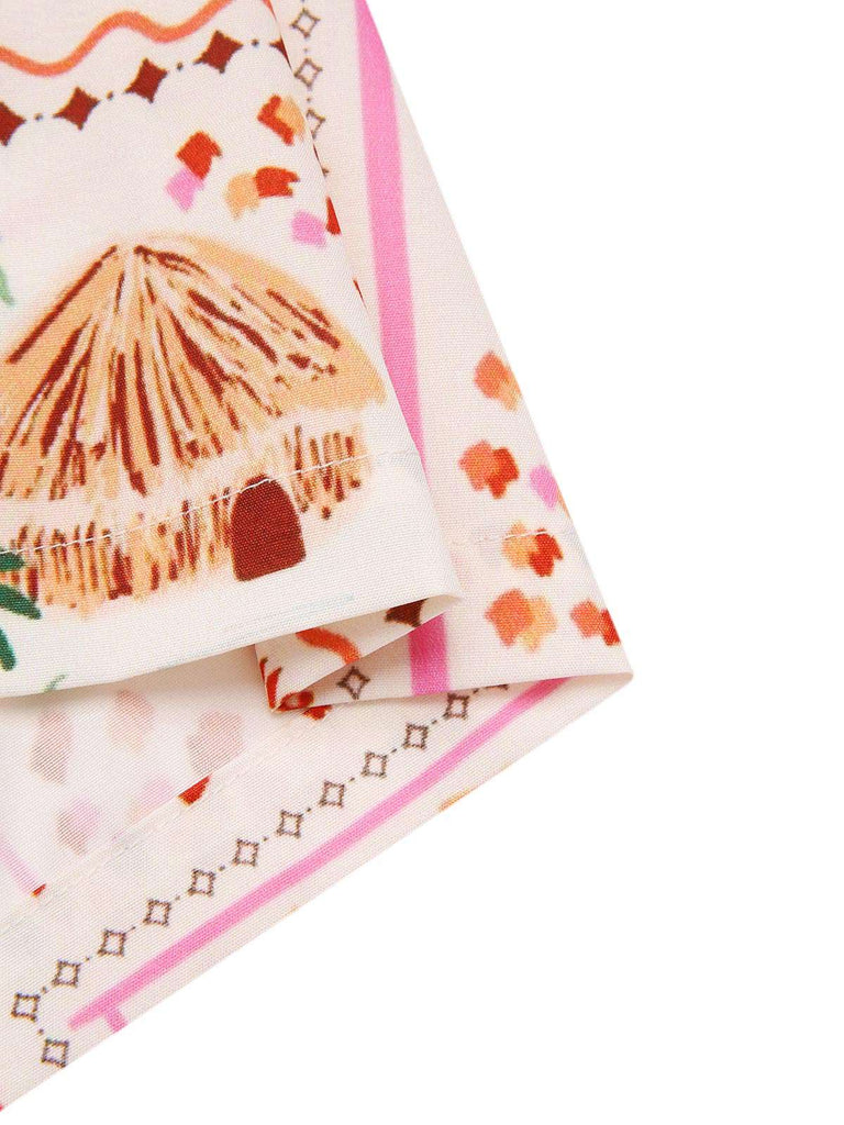 Orange 1950er Strand Briefmarken Verdreht Jumpsuit