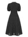 [Vorverkauf] Schwarz 1940er Tupfen Krawattenhals Kleid
