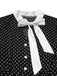 [Vorverkauf] Schwarz 1940er Tupfen Krawattenhals Kleid