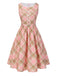[Vorverkauf] Rosa 1950er Gingham Plaid Ärmellos Gürtel Kleid
