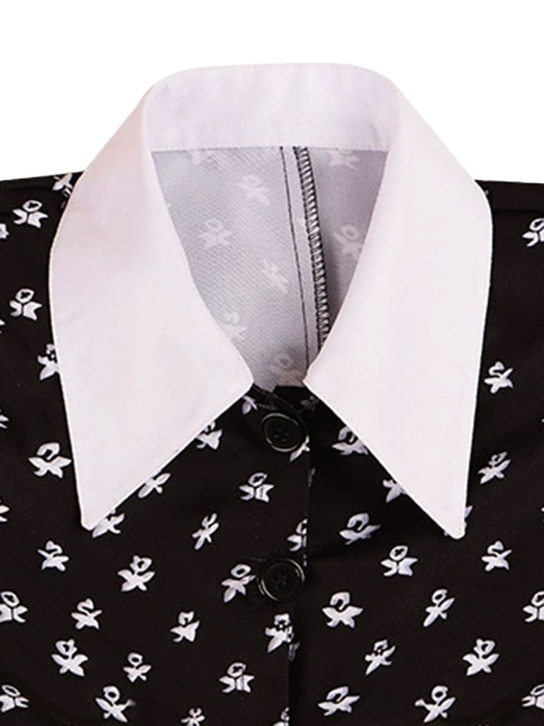 Schwarz 1940er Wednesday Kostüm Mittwoch Addams-Stil Kleid